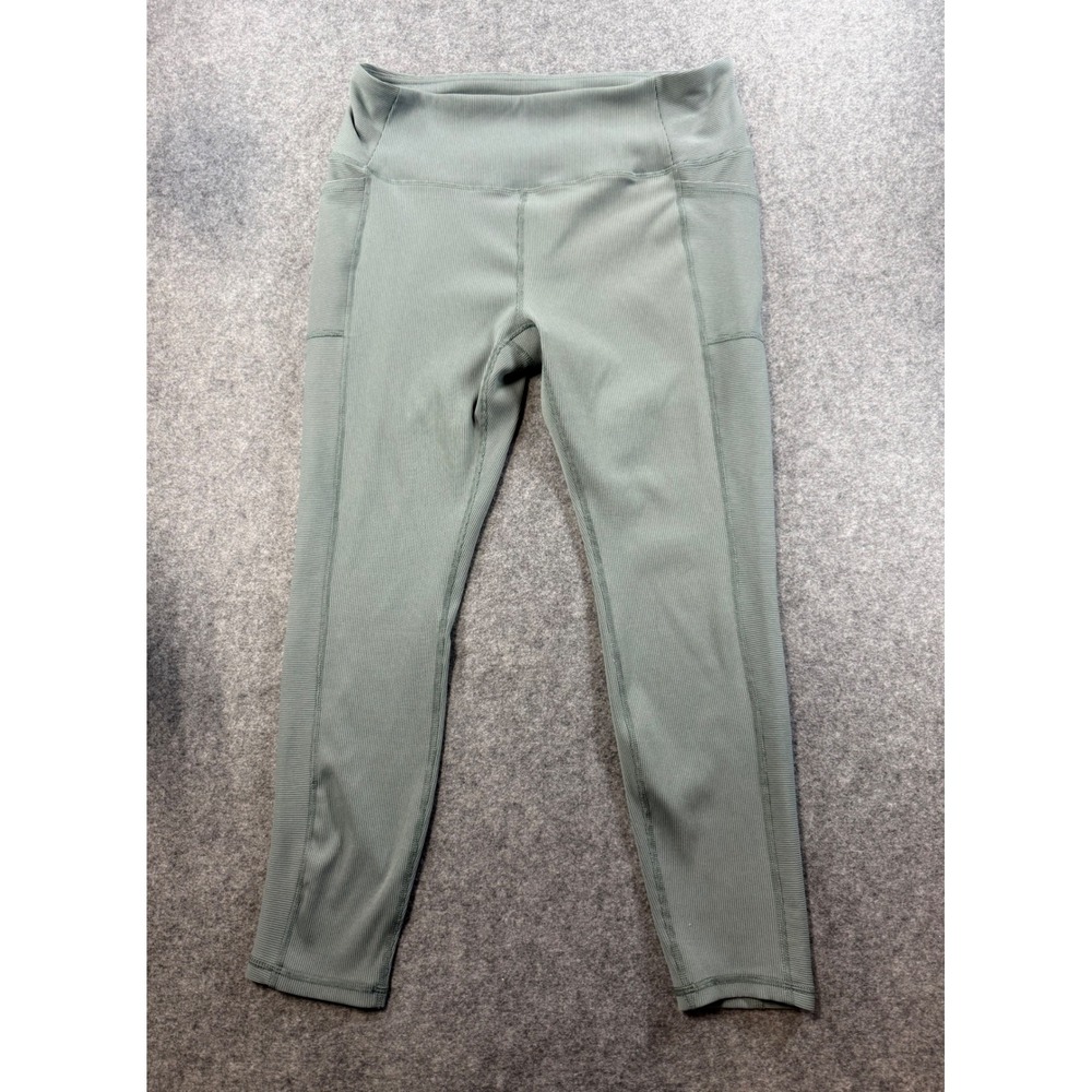 RBX Womens XXL Sage Green Ribbed High Waisted Active Leggings with Pockets